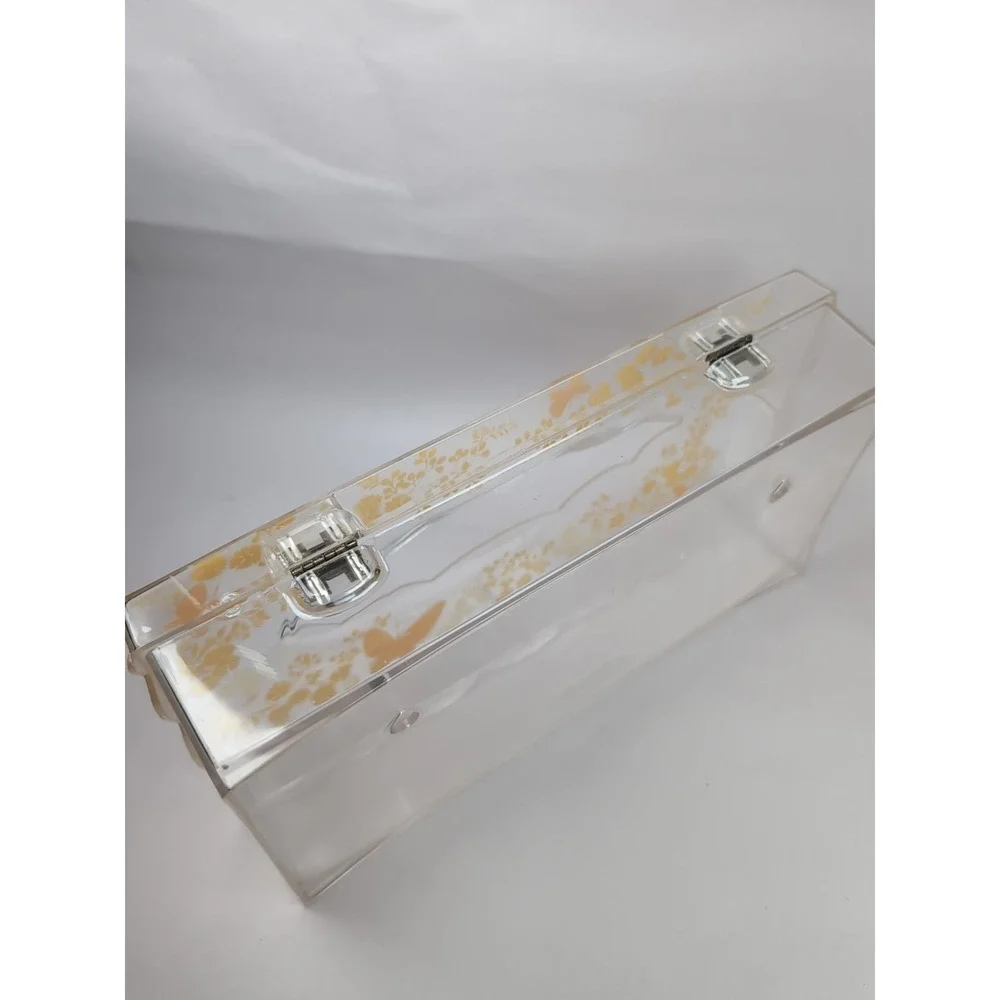 Wolff Acrylic Tissue Box Holder Mount Yellow/Cream Butterflies 10